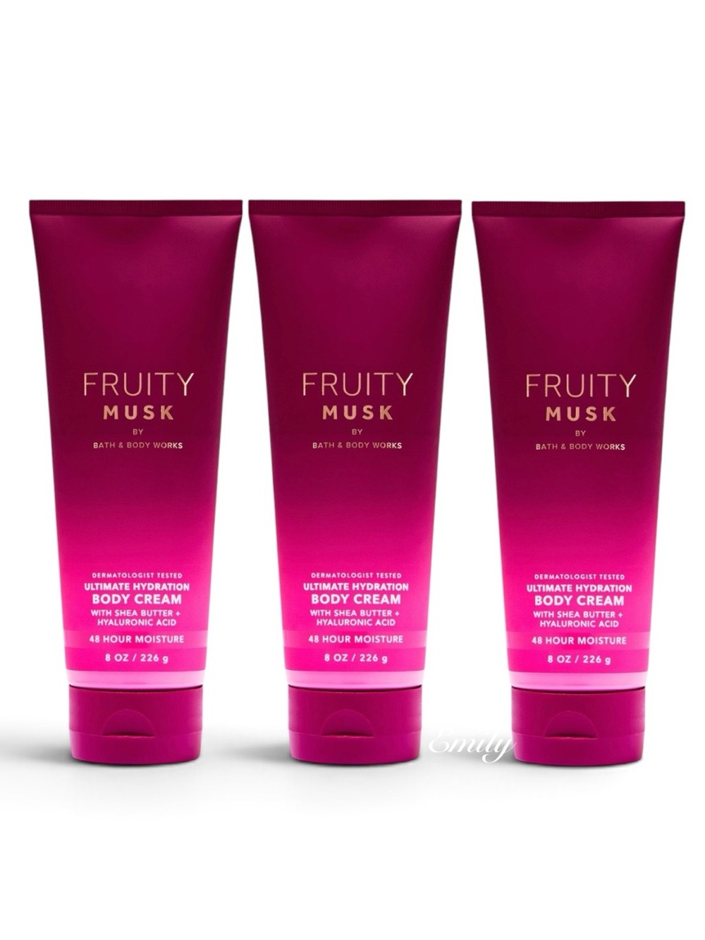 3X Bath & Body Works FRUITY MUSK Body Cream Bundle